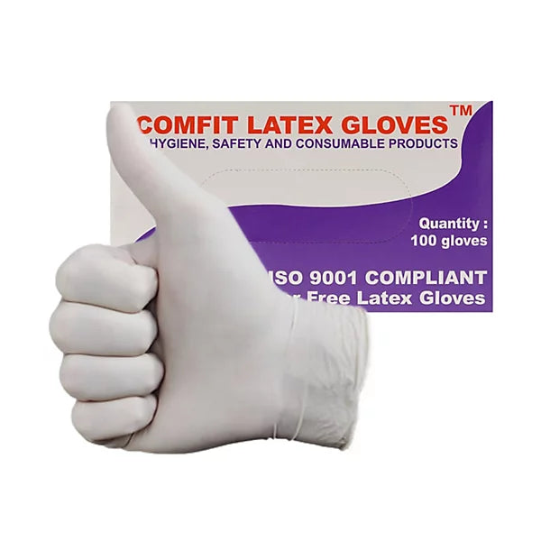 comfit Latex Gloves powder free 100 in a box