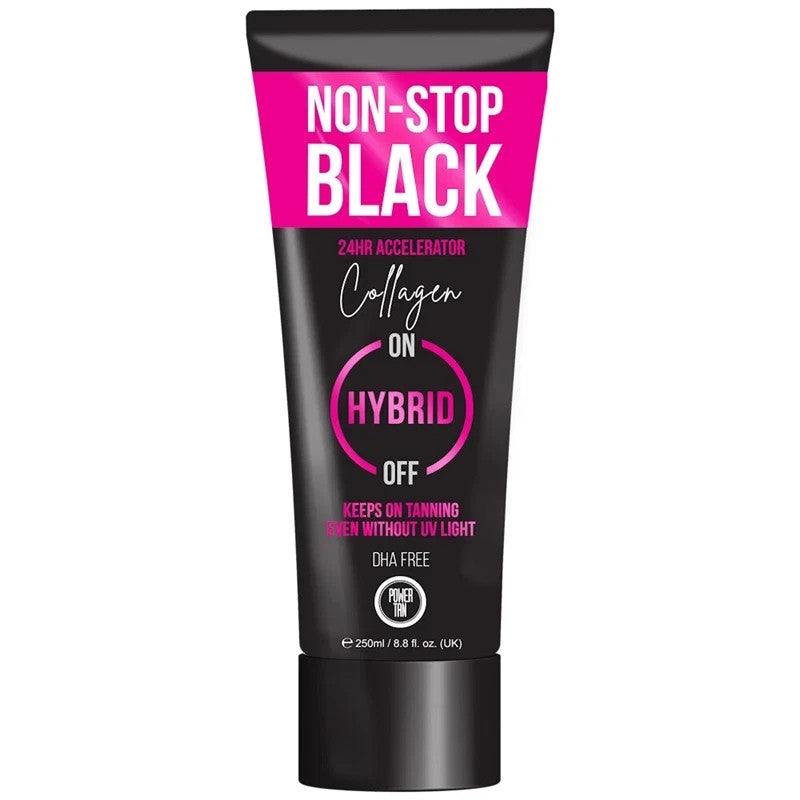Power Tan Non-Stop Black Collagen Sunbed Tanning Lotion Cream Accelerator 250ml