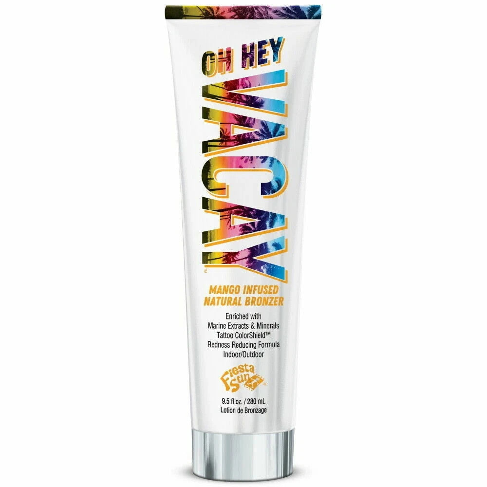FIESTA SUN OH HEY VACAY SUNBED TANNING LOTION NO TINGLE TATTOO SHIELD 250ml
